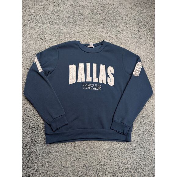 Dallas Texas Sweatshirt Adult Large Blue Crew Neck Pullover Destination Casual - Picture 1 of 6